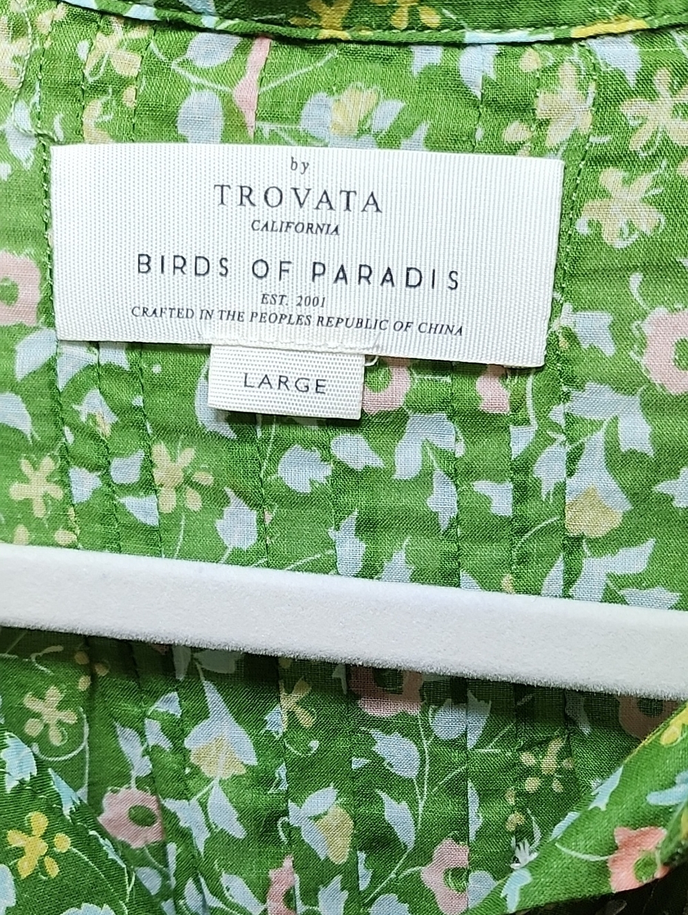 Anthropologie Trovata Romantic Green Floral Pintuck Button-Down Blouse Size L - Picture 4 of 16